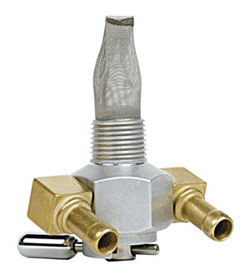 Dual Outlet On/Off Only  Hex Race Valve-3/8" NPT-90&#176; 5/16" hose barbs-Aluminum