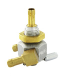 Inline Dual Outlet on/Off Only Hex Valve-5/16" hose barb inlet-90&#176;5/16" hose barbs-Aluminum